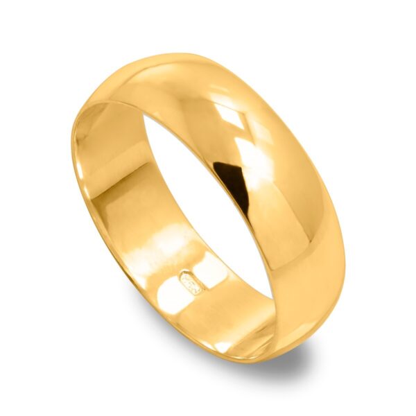 Srebrna pozłacana obrączka półokrągła szerokość 6 mm model 2