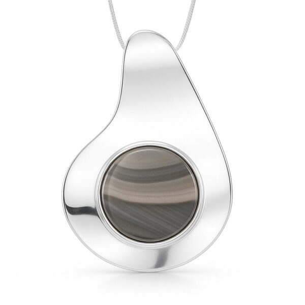 Zawieszka srebrna Ag 925 z krzemieniem pasiastym łańcuszek gratis W 75