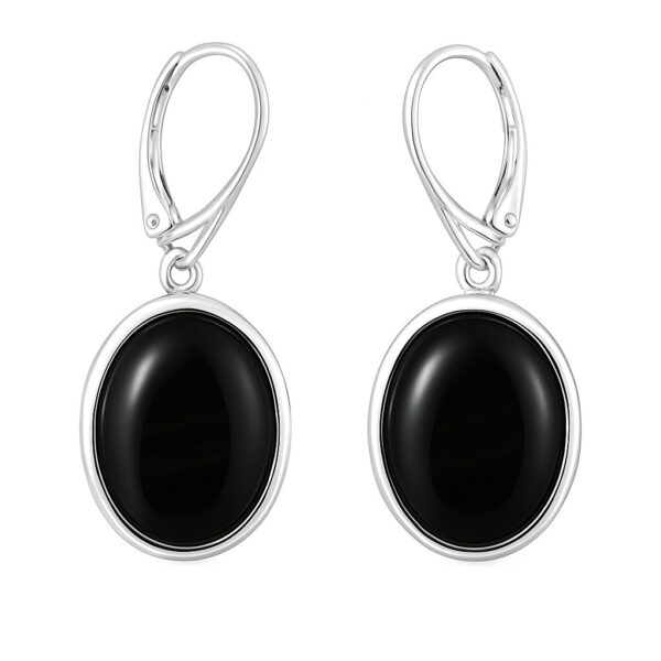 Kolczyki srebrne 925 z krzemieniem pasiastym grafit klasyka KP26