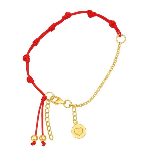 Bransoletka pozłacana próba 925 na czerwonym sznurku 7 supełków intencji B16