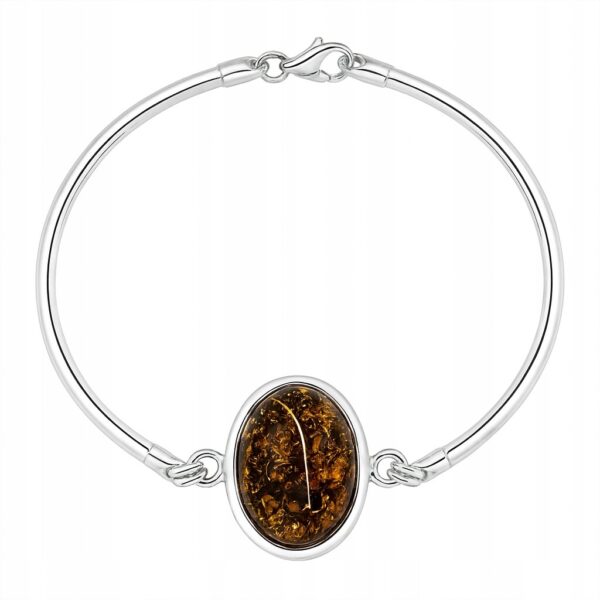 Bransoletka srebrna z bursztynem naturalnym 925 prezent Polska biżuteria BB01