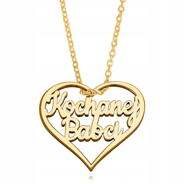 Naszyjnik srebrny pozłacany próba 925 Kochanej Babci serce prezent NW41