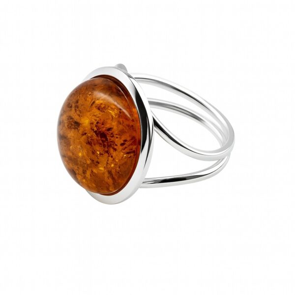 Pierścionek srebrny 925 z naturalnym bursztynem certyfikat P48