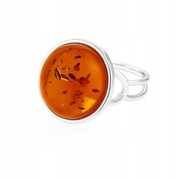 Pierścionek srebrny 925 z naturalnym bursztynem certyfikat P52