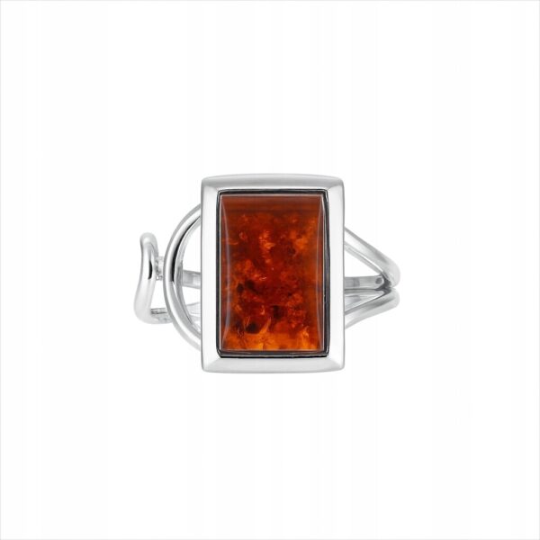 Pierścionek srebrny próba 925 z naturalnym bursztynem prostokątny P49