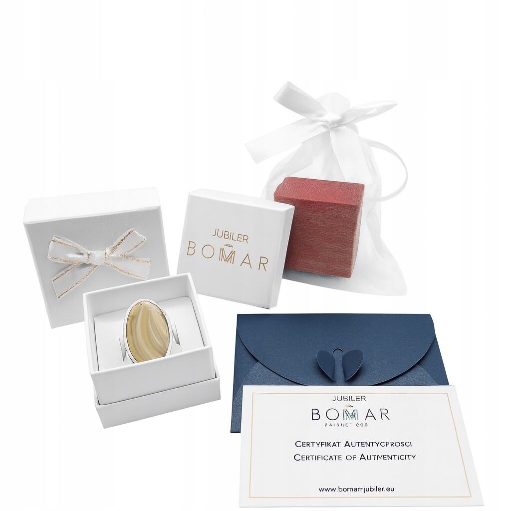 Srebrny pierścionek regulowany 925 z naturalnym krzemieniem pasiastym P47 - obrazek 3