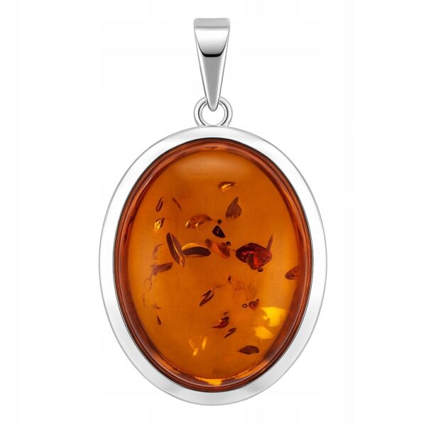 Wisiorek srebrny z naturalnym bursztynem 925 certyfikat idealny prezent Z55