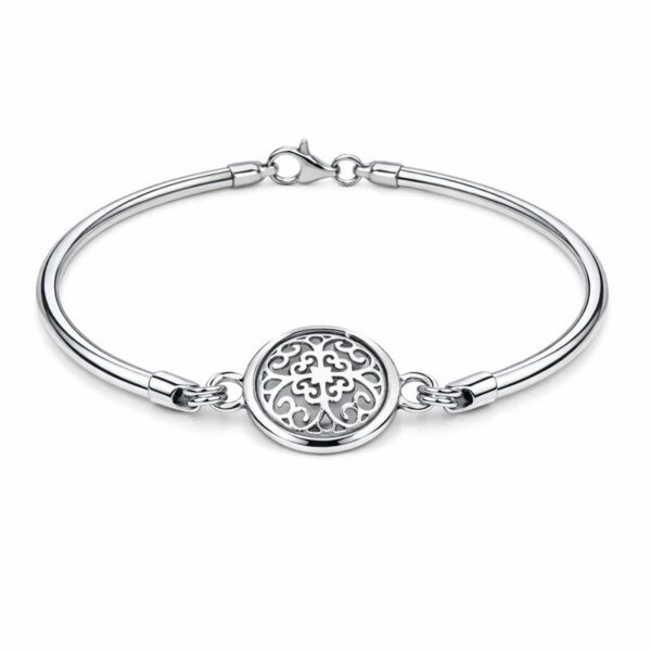 Bransoletka srebrna 925 ażurowa filigran sztywna rurka prezent dla Niej B18