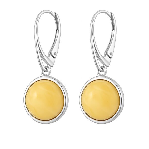 Kolczyki srebrne z bursztynem mlecznym na angielskim zapięciu próba 925 KB05