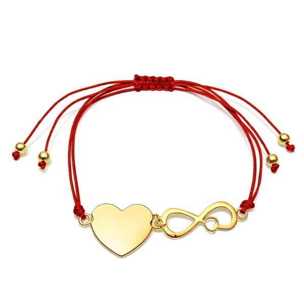 Bransoletka Srebro 925 pozłacana Serce Nieskończoność Grawer Walentynki B32