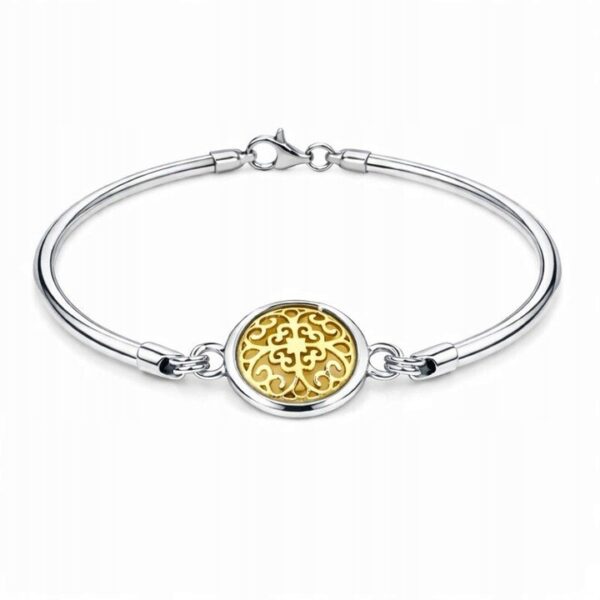 Bransoletka srebrna 925 pozłacana ażur dwukolorowa na rurce B27