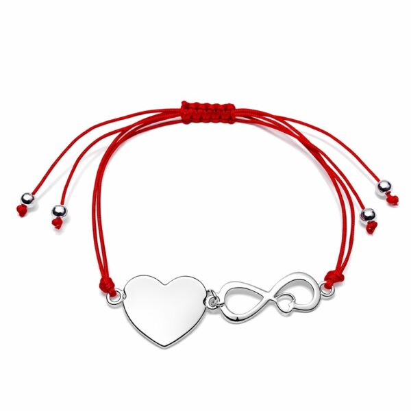 Bransoletka Srebro 925 Serce Nieskończoność Grawer Walentynki prezent B64