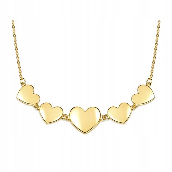 Naszyjnik srebro 925 serce 5 serduszek pozłacany 24K grawer Walentynki N75