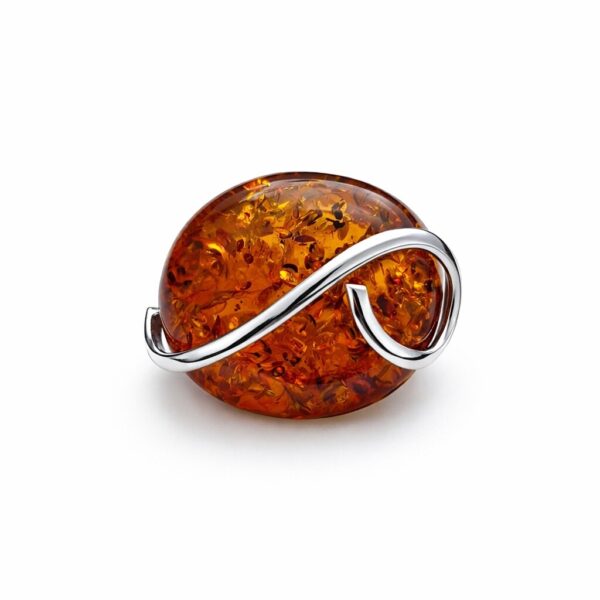 Broszka srebrna z naturalnym bursztynem – elegancki prezent z klasą BR1