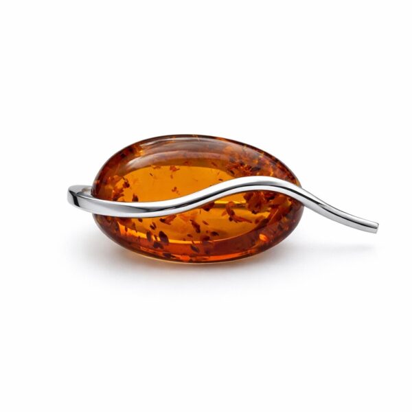 Broszka srebrna z naturalnym bursztynem – elegancki prezent z klasą BR3