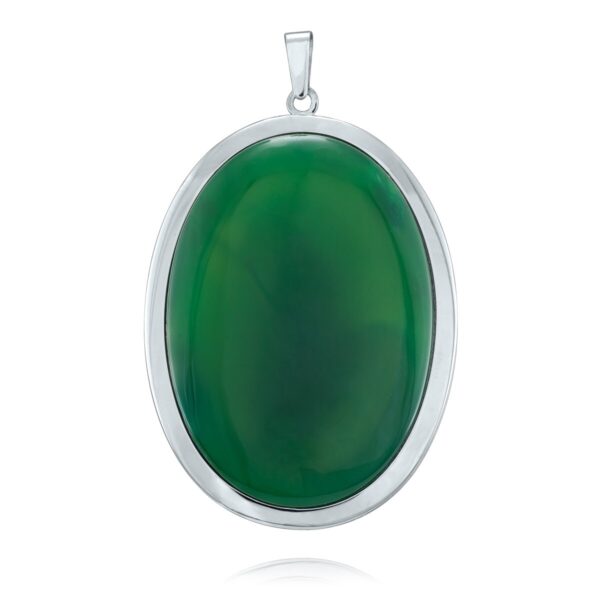 ZAWIESZKA SREBRNA Z AGATEM ZIELONYM W81